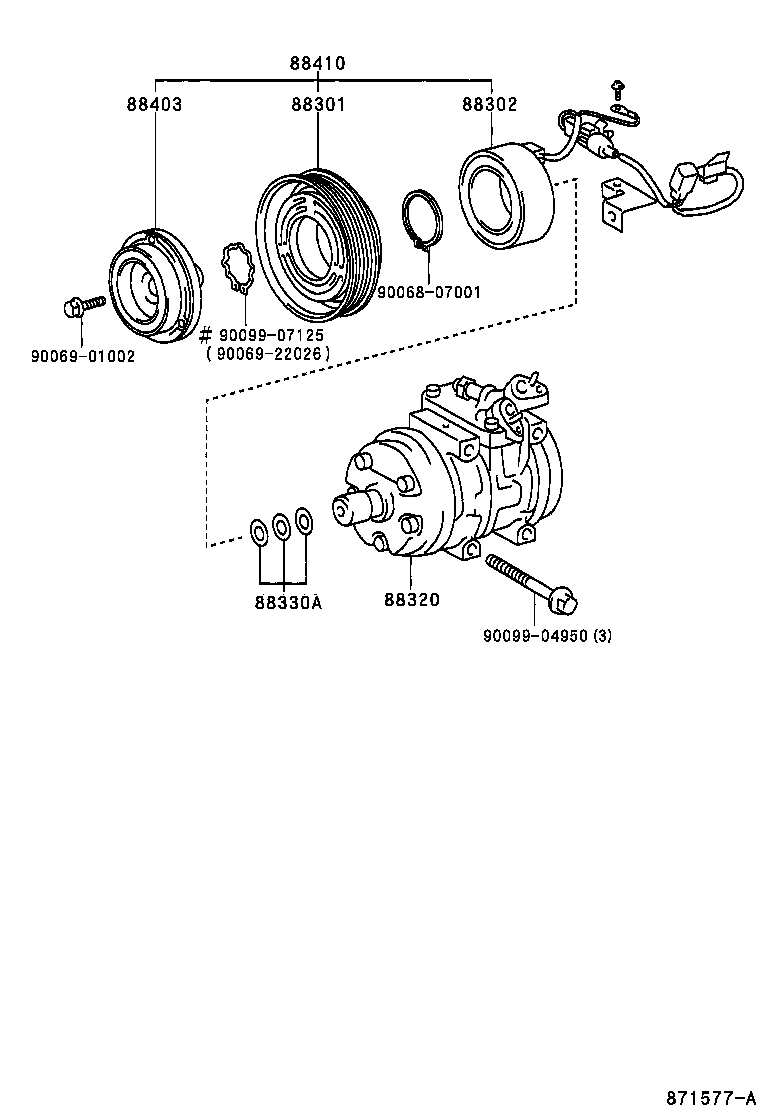 Toyota 88320-02050 COMPRESSOR ASSY, COOLER