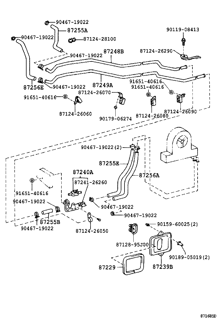 87245-26740 HOSE, HEATER WATER, OUTLET A product image