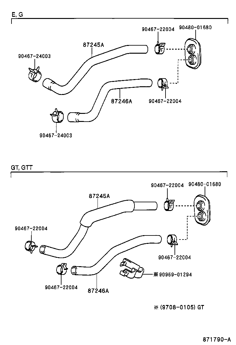 87245-21120 HOSE, HEATER WATER, OUTLET A product image