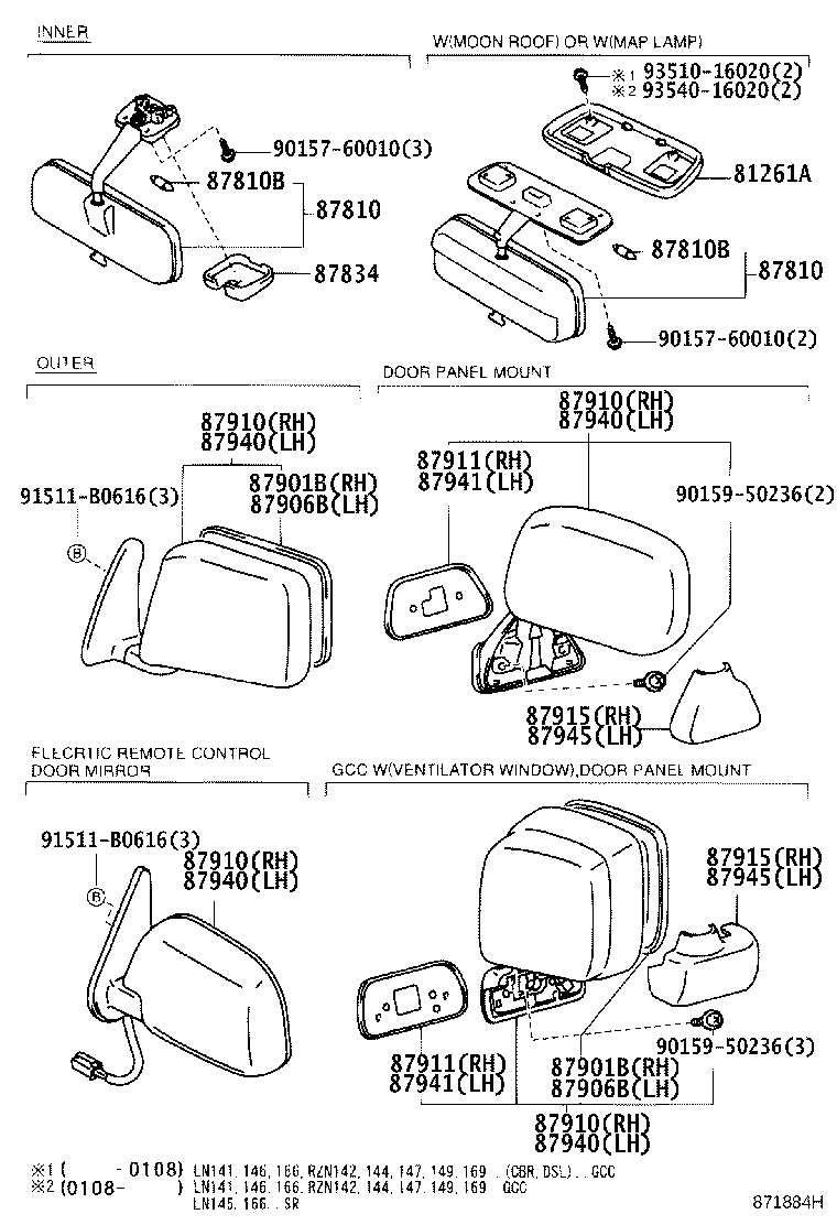 87931-35480 MIRROR SUB-ASSY, OUTER REAR VIEW, RH product image
