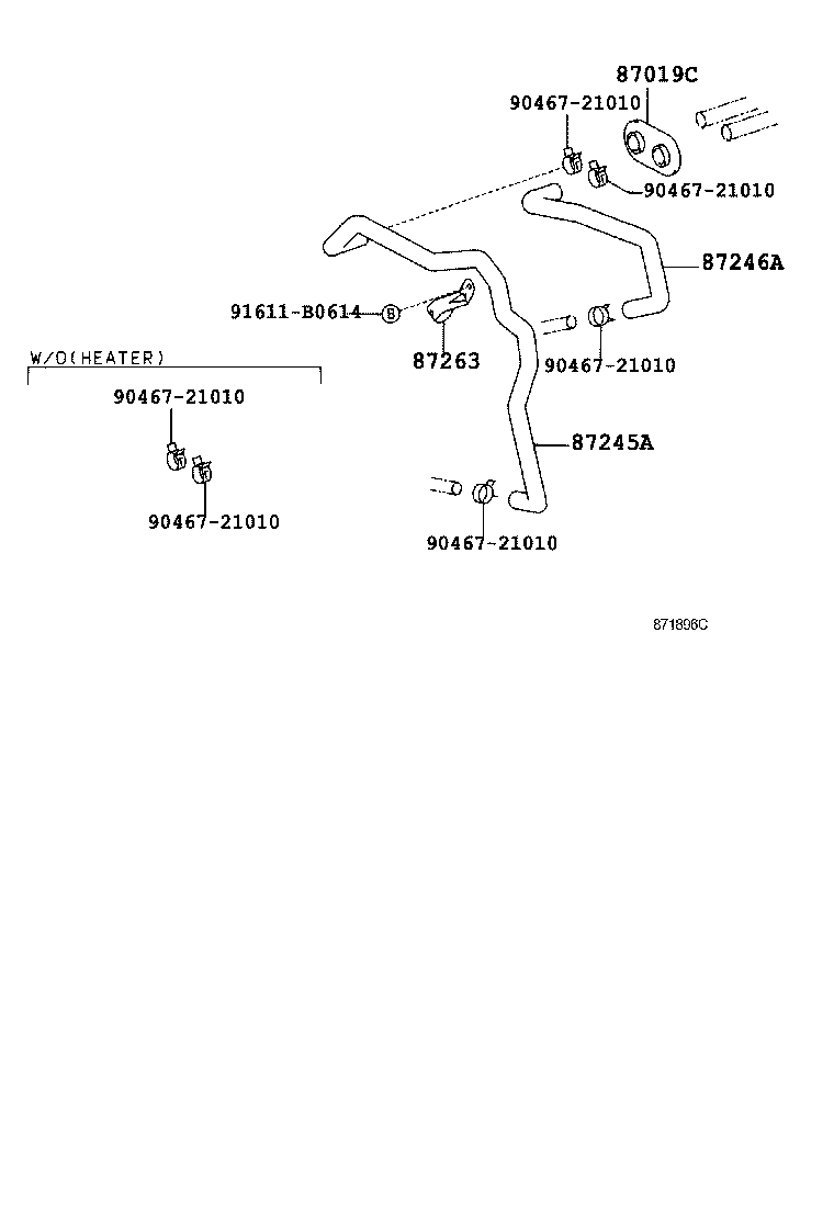 87246-35050 HOSE, HEATER WATER, OUTLET A product image