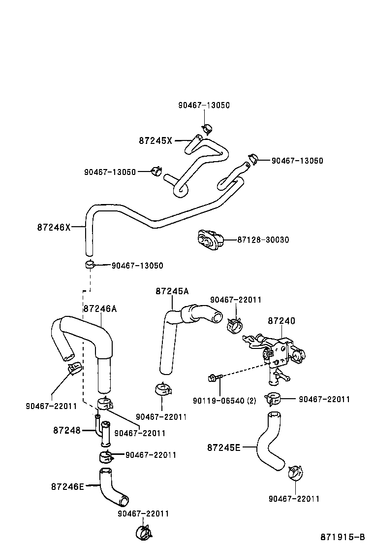 87242-30050 HOSE, HEATER WATER product image