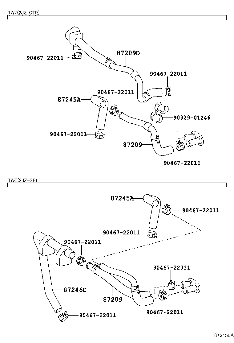 87209-14870 HOSE SUB-ASSY, WATER, D product image