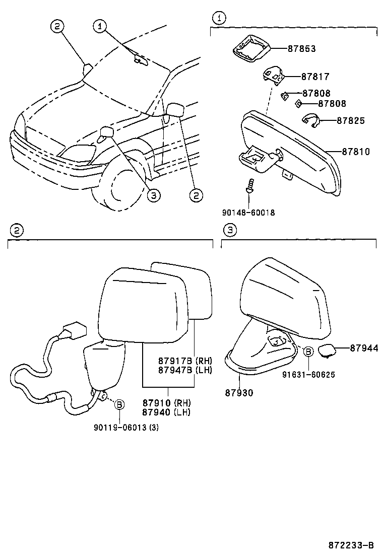 87961-48060 MIRROR, OUTER REAR VIEW, LH product image
