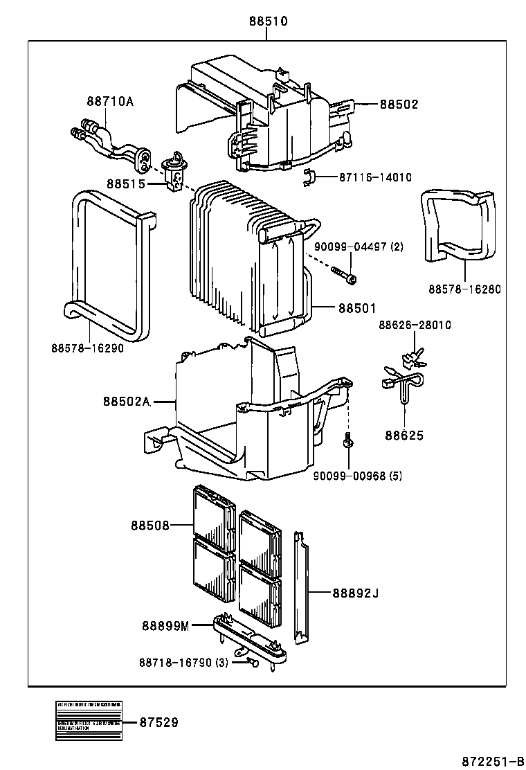 88501-42011 EVAPORATOR SUB-ASSY, COOLER, NO.1 product image