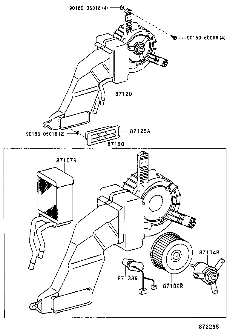 87104-28050 MOTOR SUB-ASSY, REAR HEATER BLOWER product image