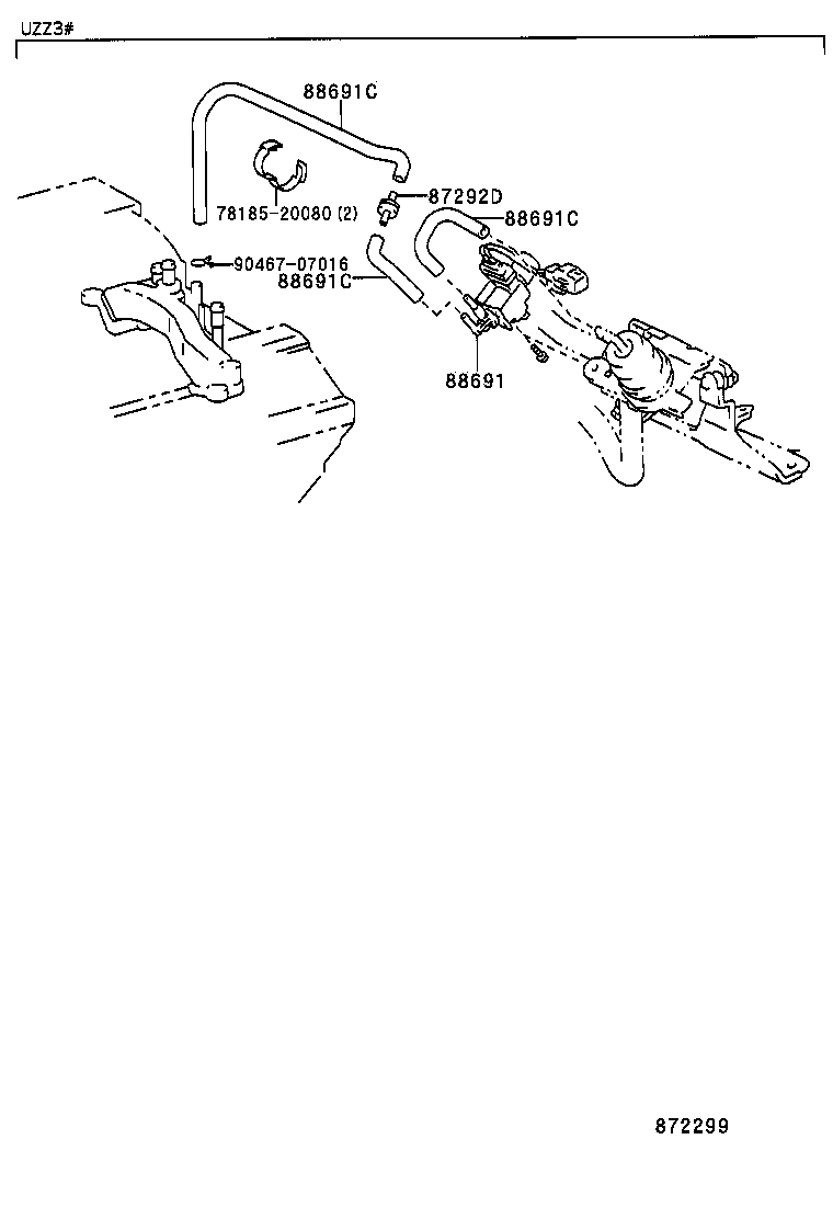 87270-24060 HOSE, VACUUM (FOR IDLE UP DEVICE), NO.1 product image