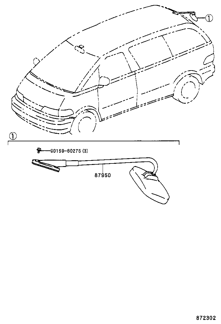 87908-95D07 MIRROR SUB-ASSY, OUTER REAR VIEW, RH product image