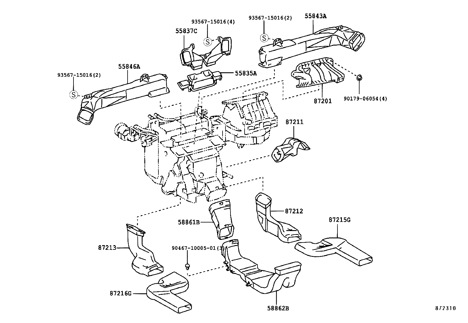 Toyota 55843-48030 DUCT, HEATER TO REGISTER, NO.1