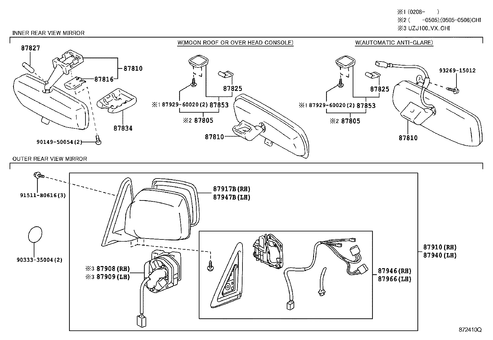 87961-60770 MIRROR, OUTER REAR VIEW, LH product image
