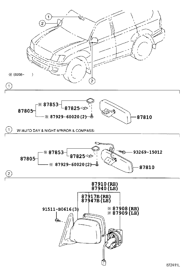 87961-60740 MIRROR, OUTER REAR VIEW, LH product image