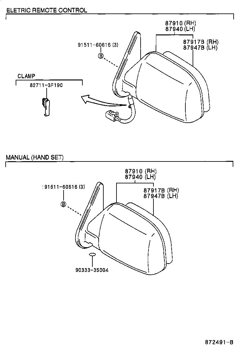 87947-35230 MIRROR, OUTER REAR VIEW, LH product image
