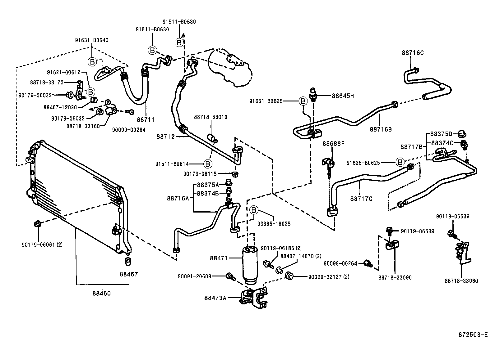 88688-33240 BRACKET, COOLER REFRIGERANT HOSE, NO.2 product image