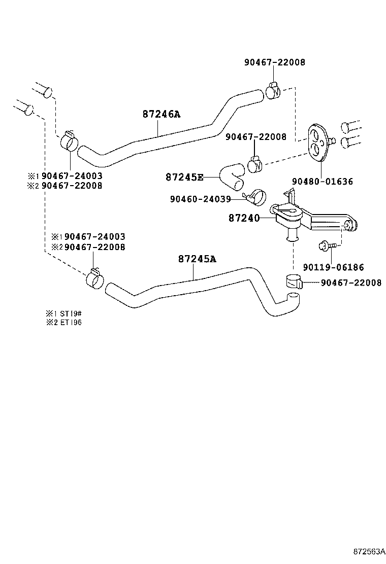87245-21020 HOSE, HEATER WATER, OUTLET A product image