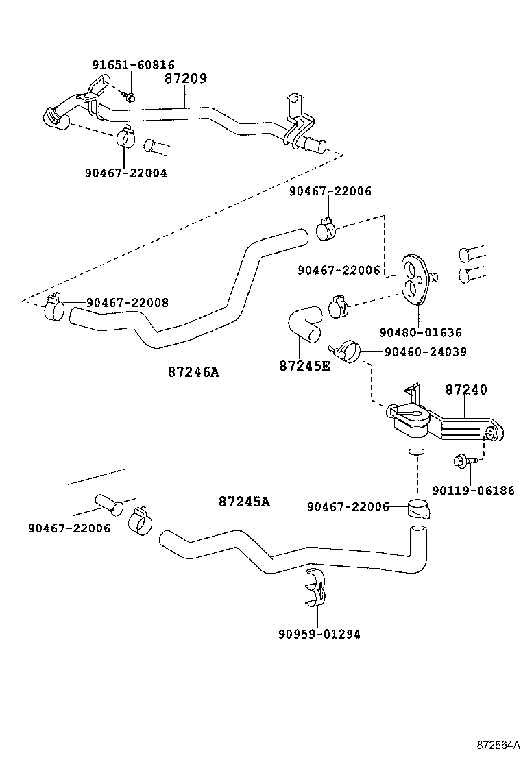87245-21020 HOSE, HEATER WATER, OUTLET A product image
