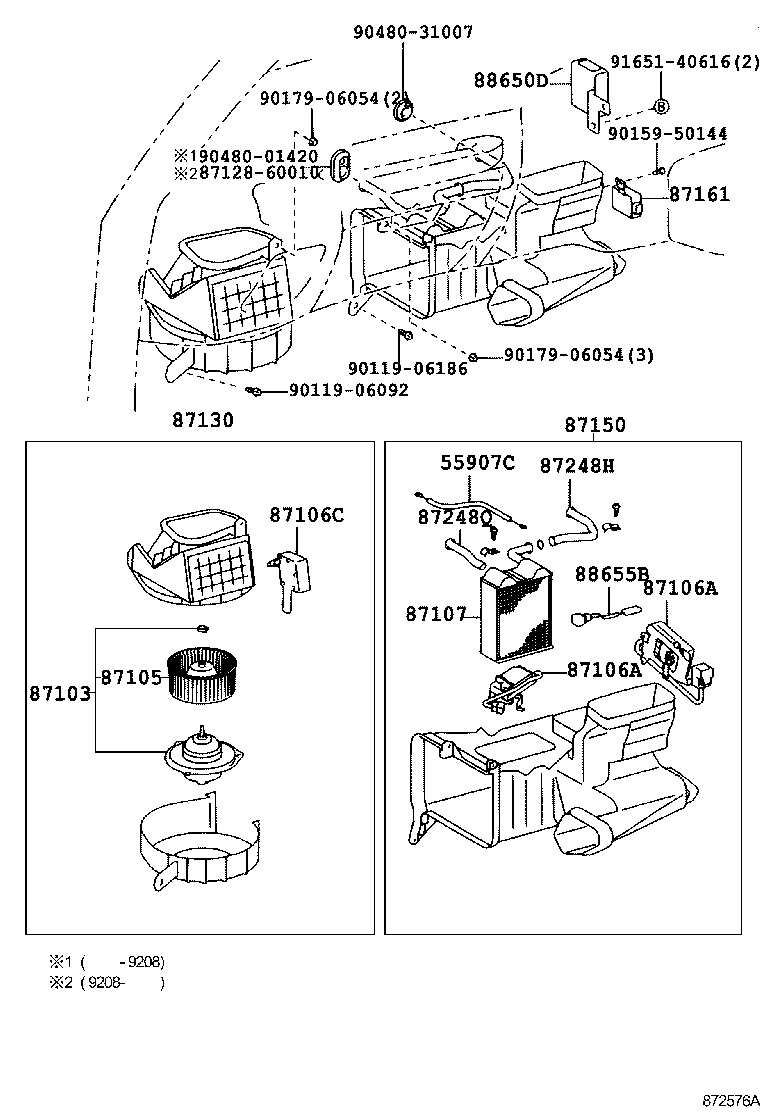 87103-60140 MOTOR SUB-ASSY, HEATER BLOWER, W/FAN product image