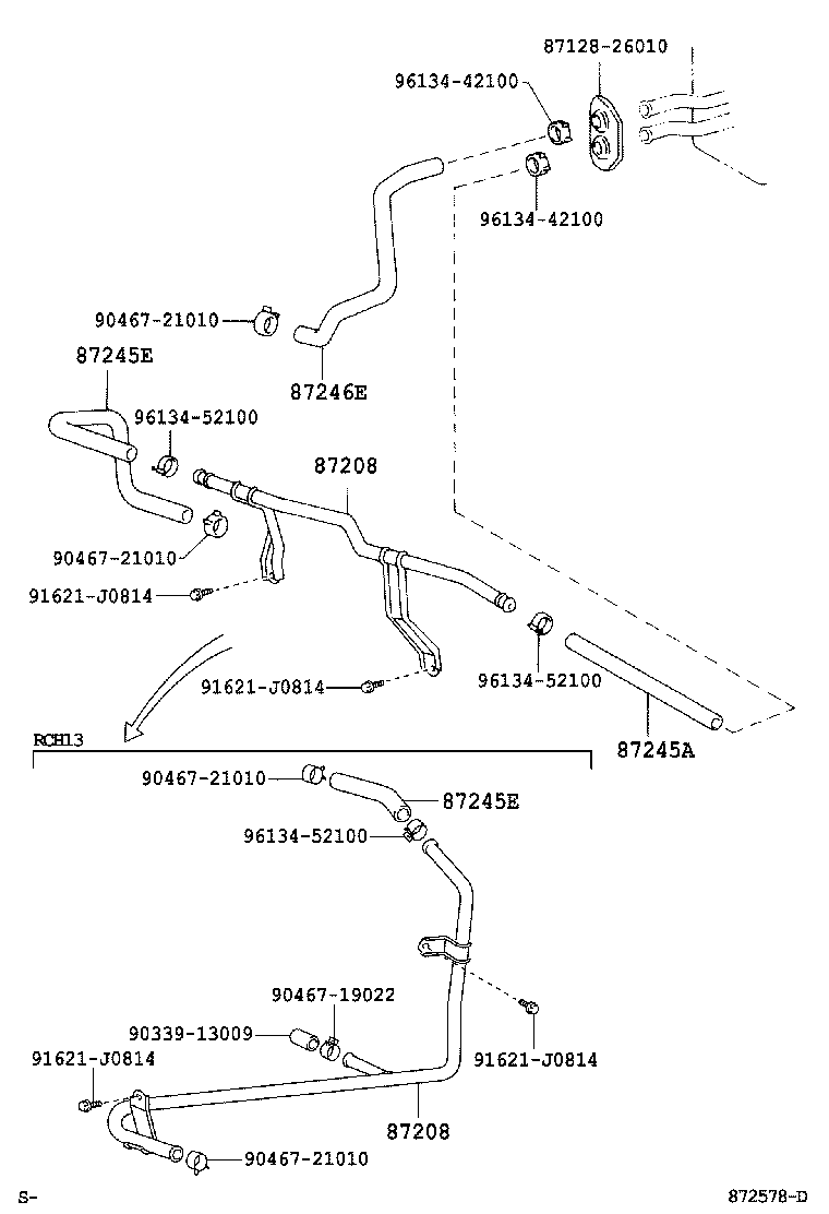87245-26740 HOSE, HEATER WATER, OUTLET A product image