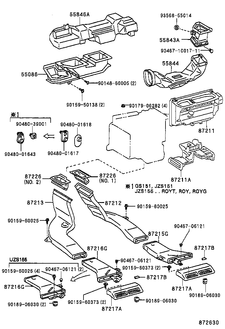 55844-30180 DUCT, HEATER TO REGISTER, NO.2 product image