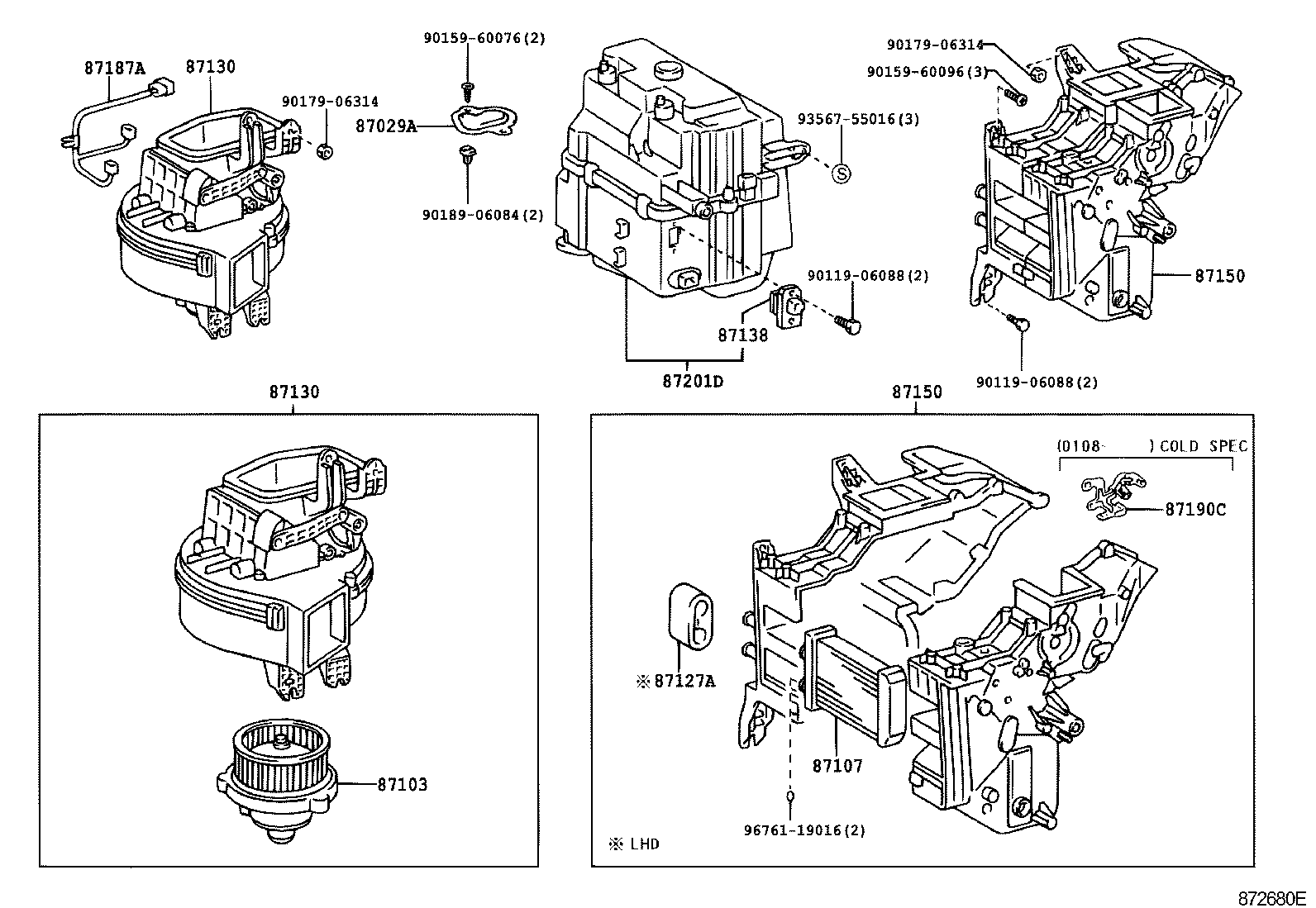 87103-26040 MOTOR SUB-ASSY, HEATER BLOWER, W/FAN product image