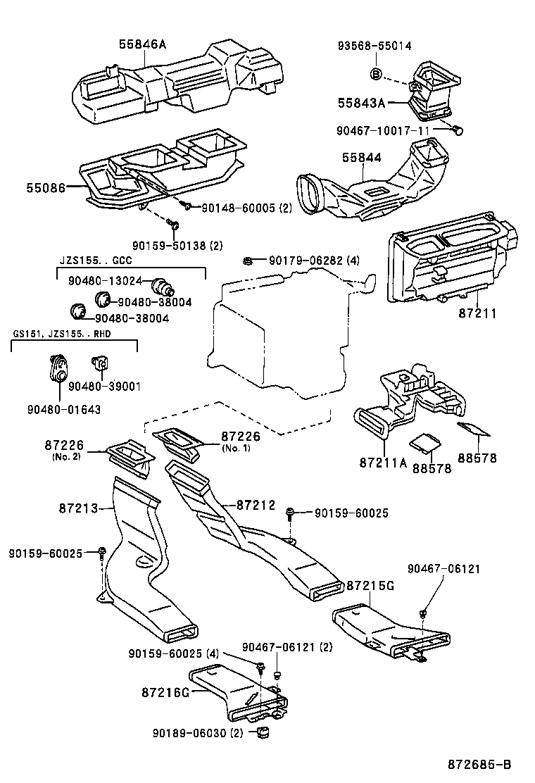 55844-30170 DUCT, HEATER TO REGISTER, NO.2 product image