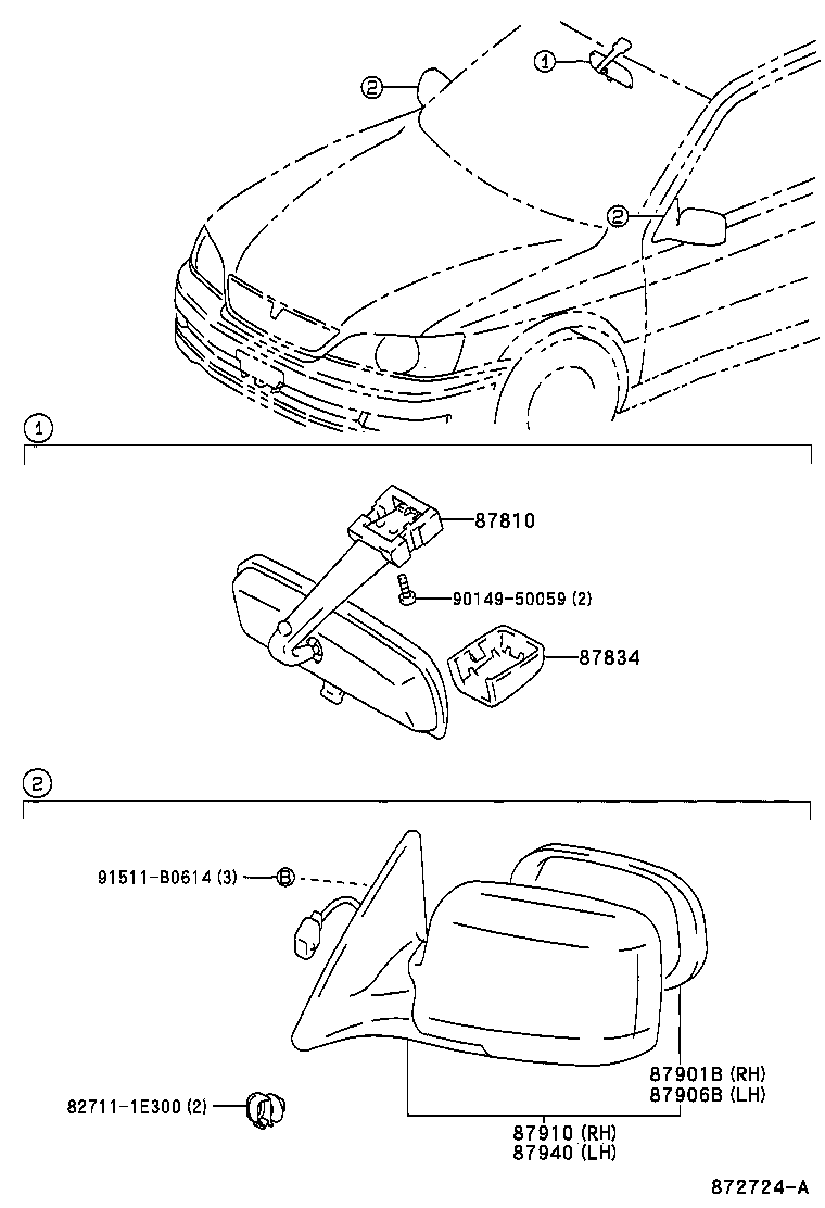 87931-32420 MIRROR SUB-ASSY, OUTER REAR VIEW, RH product image