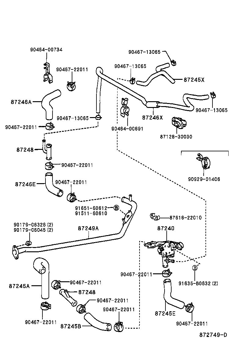 87242-30050 HOSE, HEATER WATER product image