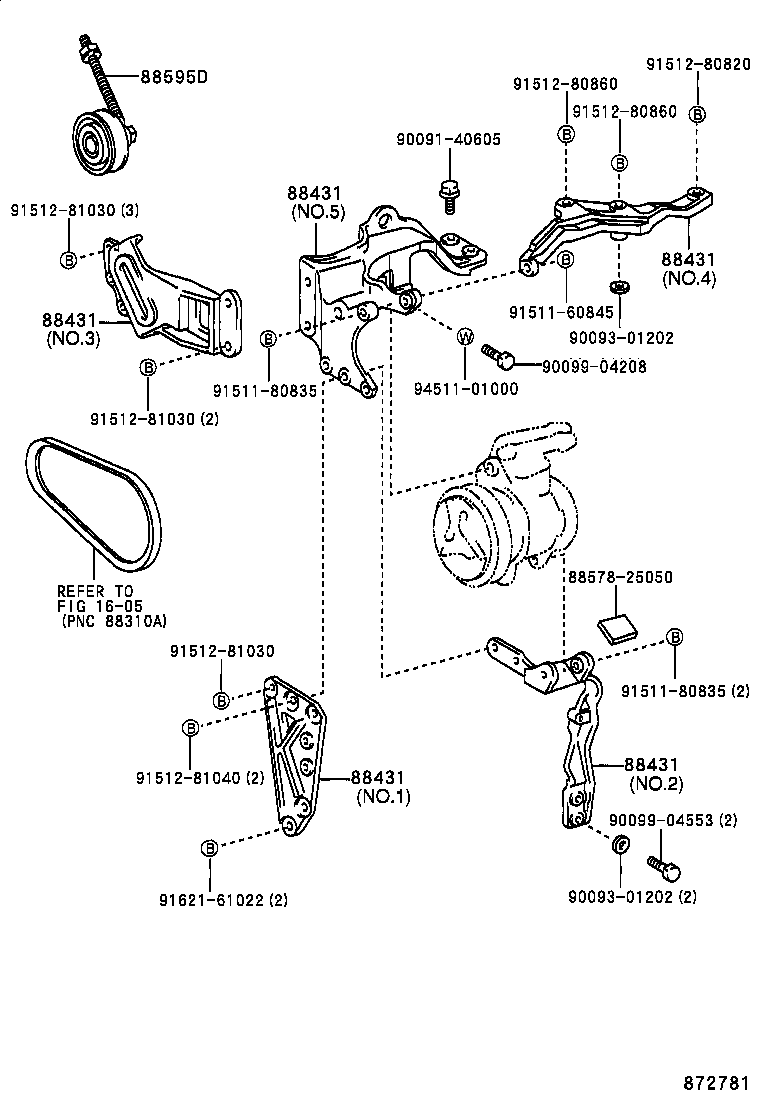 88431-25190 BRACKET, COMPRESSOR MOUNTING, NO.1 product image