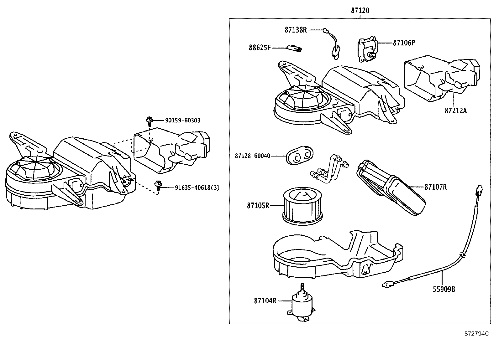 55909-60090 CABLE SUB-ASSY, AIRMIX DAMPER CONTROL product image