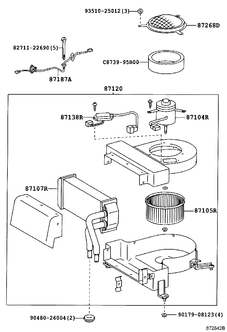 87103-26050 MOTOR SUB-ASSY, HEATER BLOWER, W/FAN product image