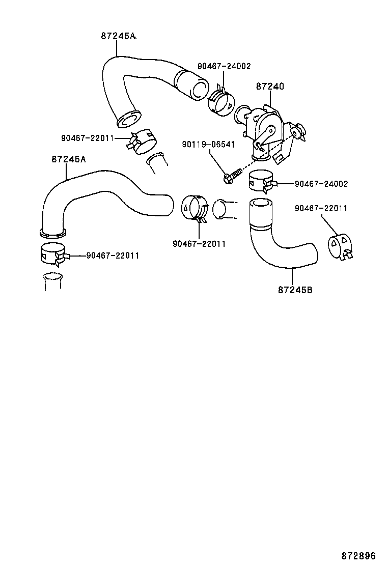 87245-40130 HOSE, HEATER WATER, OUTLET A product image