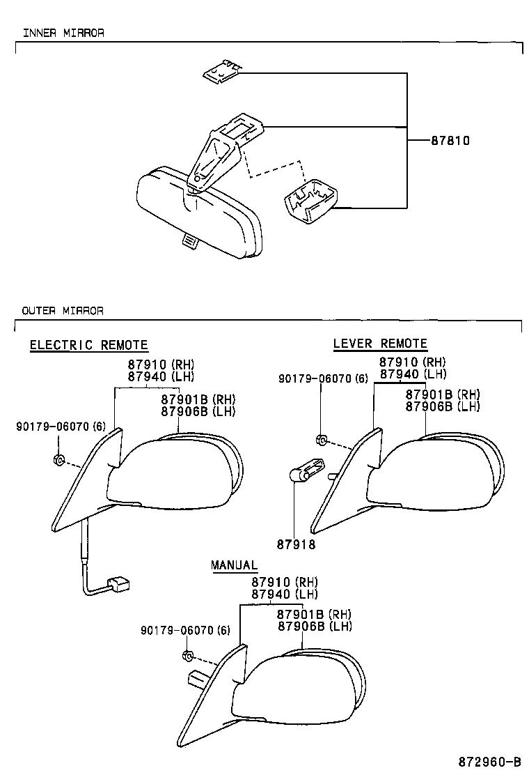 87908-02150 MIRROR SUB-ASSY, OUTER REAR VIEW, RH product image