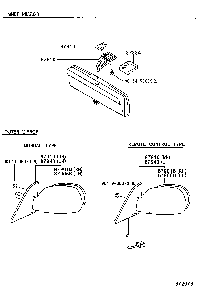 87908-02150 MIRROR SUB-ASSY, OUTER REAR VIEW, RH product image