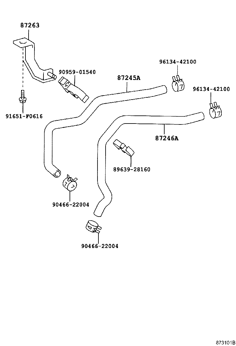 87245-28310 HOSE, HEATER WATER, OUTLET A product image