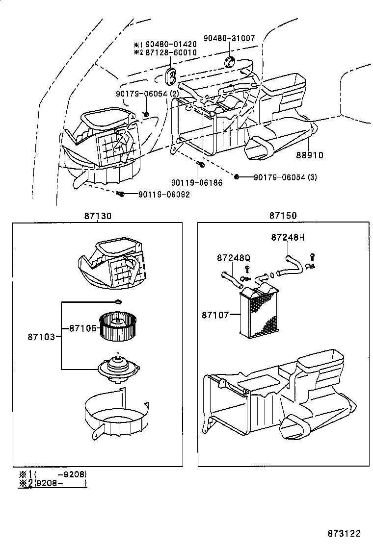 87103-60140 MOTOR SUB-ASSY, HEATER BLOWER, W/FAN product image