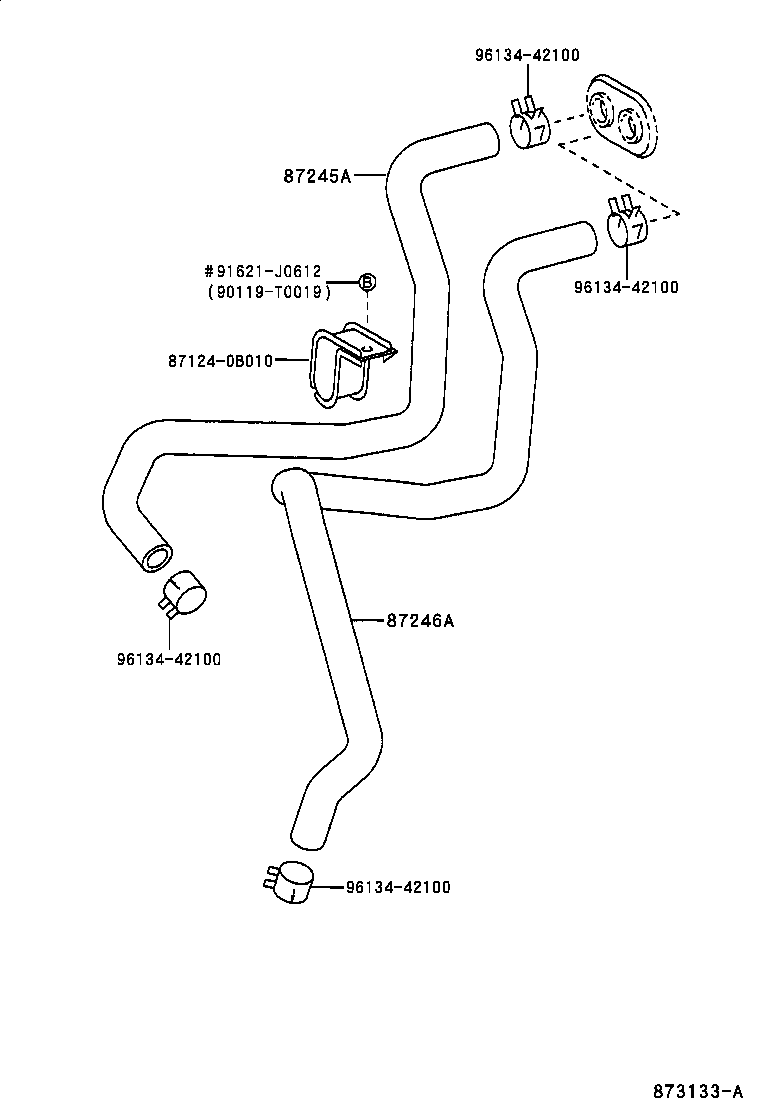 87245-0B140 HOSE, HEATER WATER, OUTLET A product image