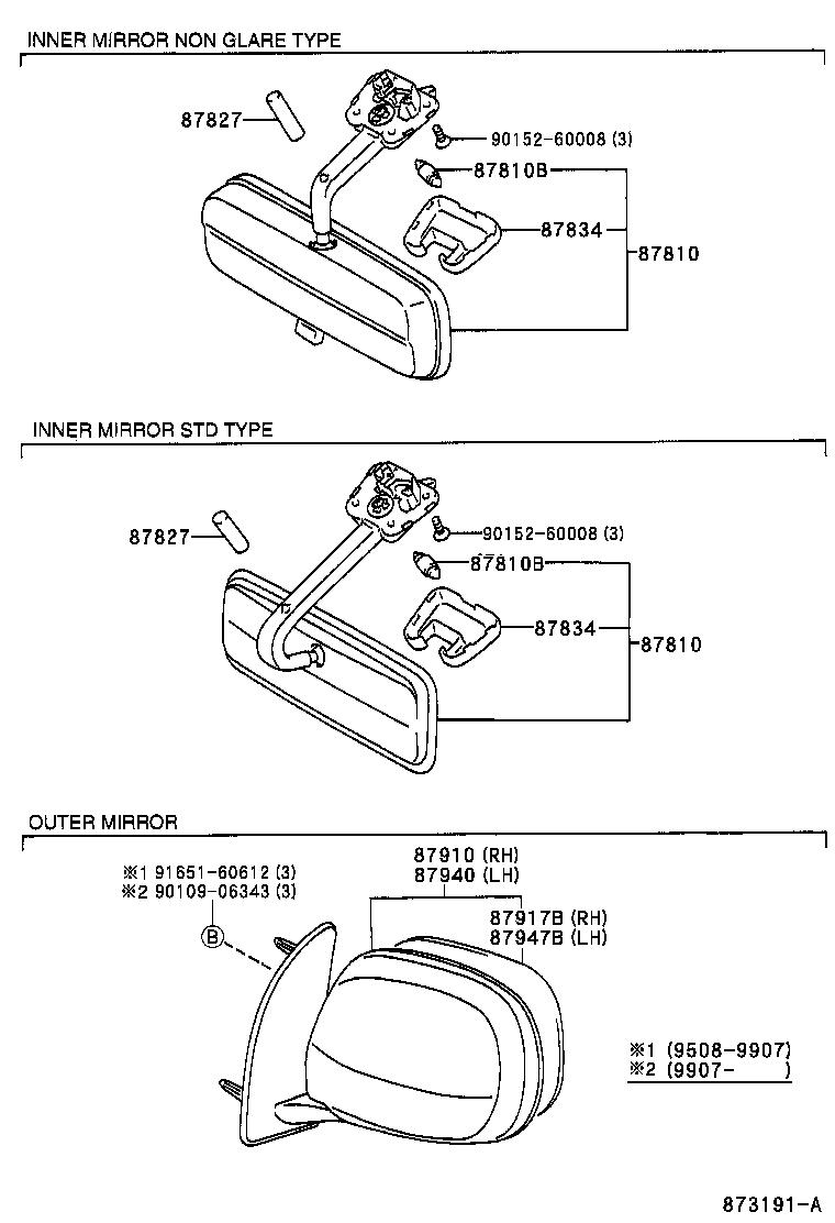 87810-26050 MIRROR ASSY, INNER REAR VIEW product image