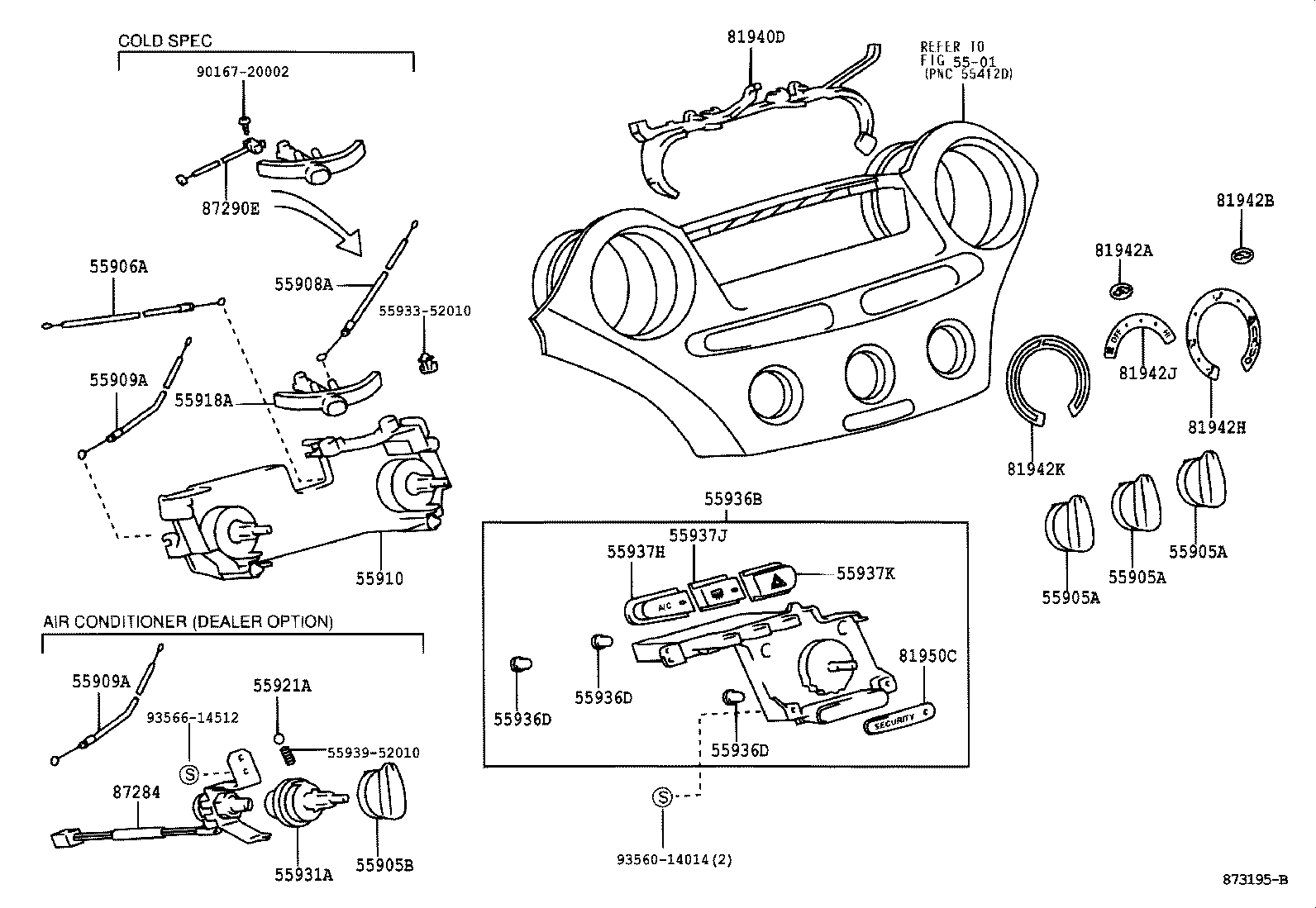 55909-52020 CABLE SUB-ASSY, AIRMIX DAMPER CONTROL product image