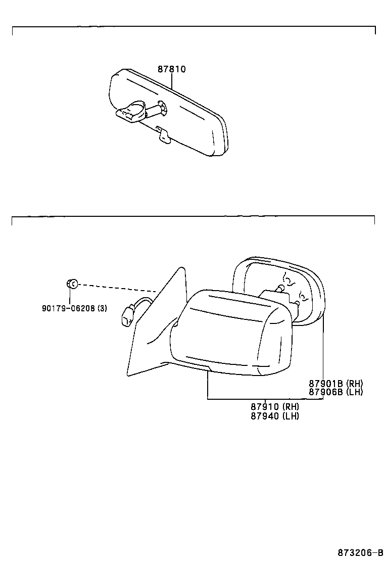 87810-52040 MIRROR ASSY, INNER REAR VIEW product image