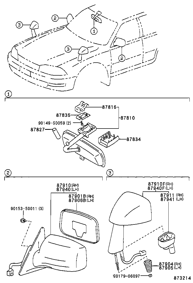 87904-33030 SPRING SUB-ASSY, OUTER MIRROR, RH product image