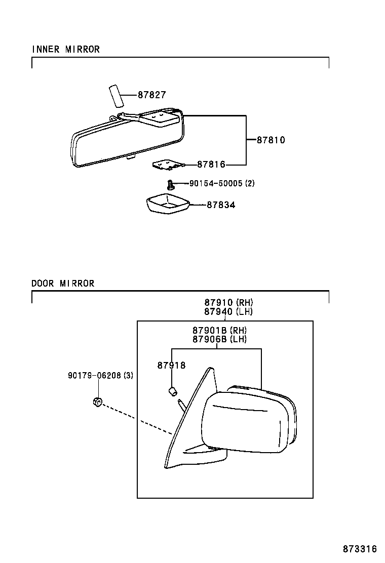 87931-10690 MIRROR SUB-ASSY, OUTER REAR VIEW, RH product image
