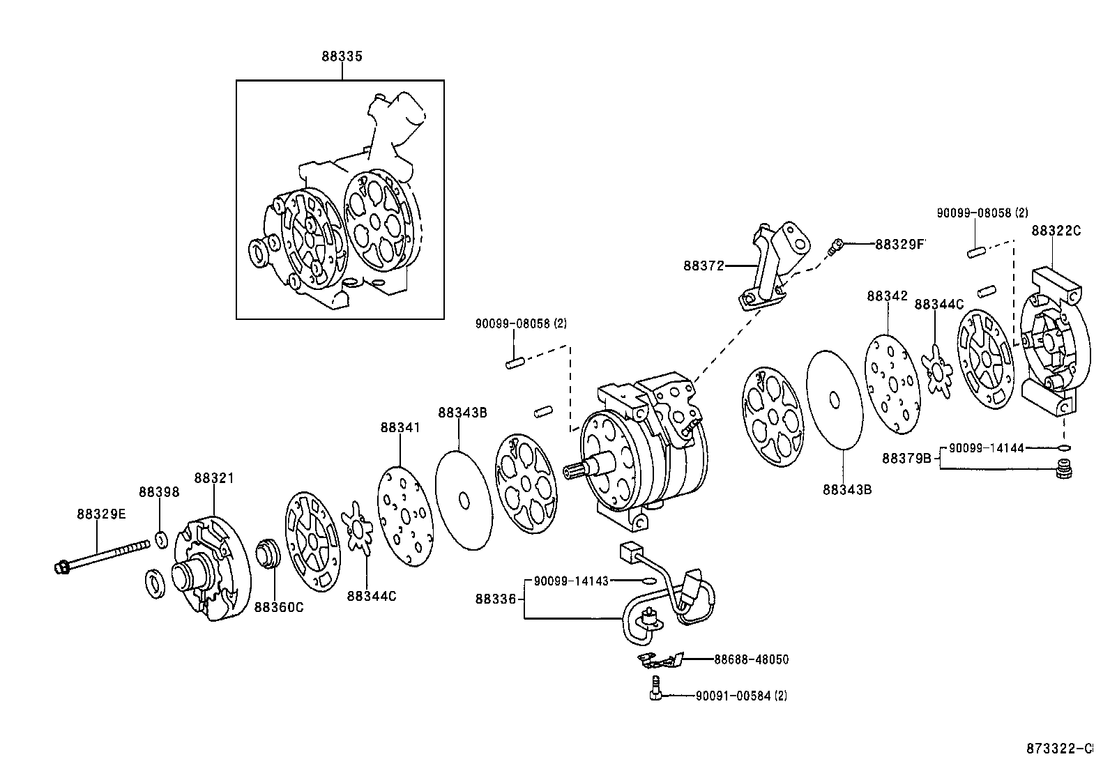 Toyota 88320-48060 COMPRESSOR ASSY, COOLER