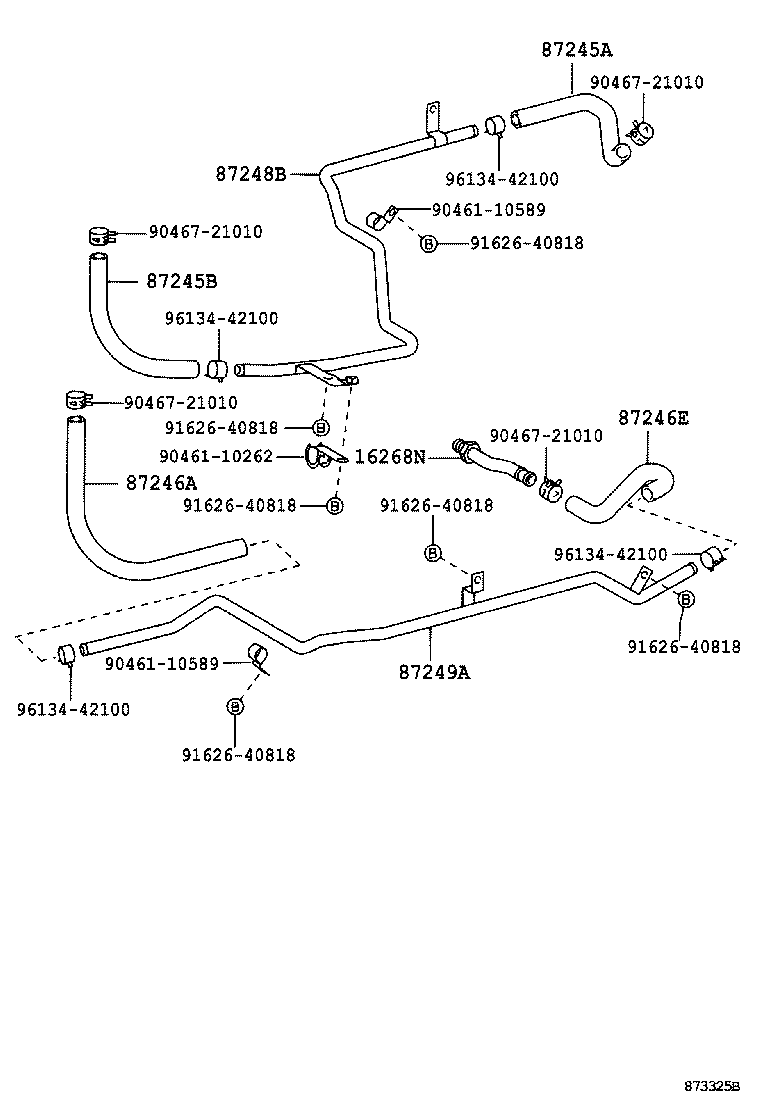 87245-27080 HOSE, HEATER WATER, INLET B product image