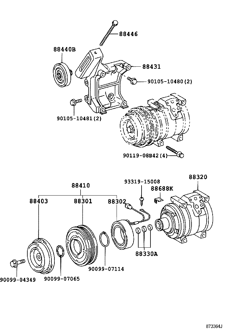 88345-37221 BRACKET, COMPRESSOR MOUNTING product image