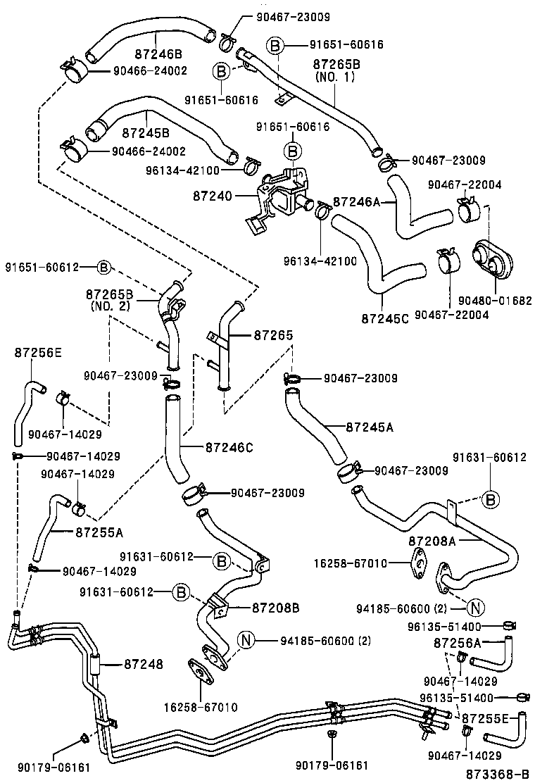 99555-10300 HOSE, REAR HEATER WATER OUTLET, E (TO ENGINE) product image