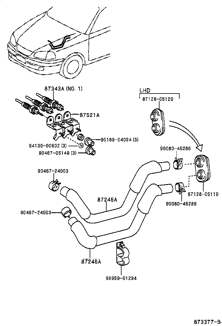 87245-05160 HOSE, HEATER WATER, OUTLET A product image