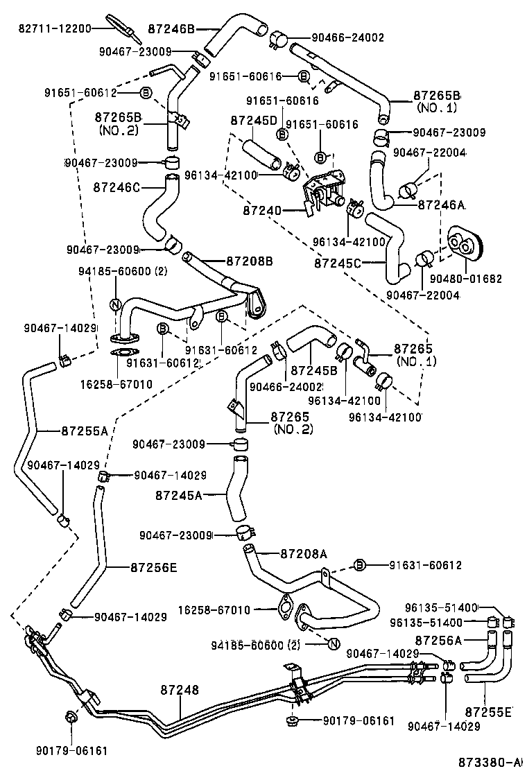 99555-10300 HOSE, REAR HEATER WATER OUTLET, E (TO ENGINE) product image