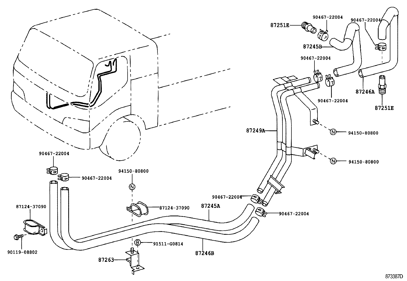 87246-37670 HOSE, HEATER WATER, OUTLET A product image