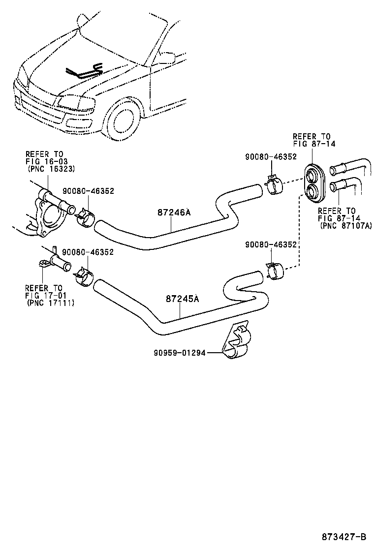 87245-07090 HOSE, HEATER WATER, OUTLET A product image