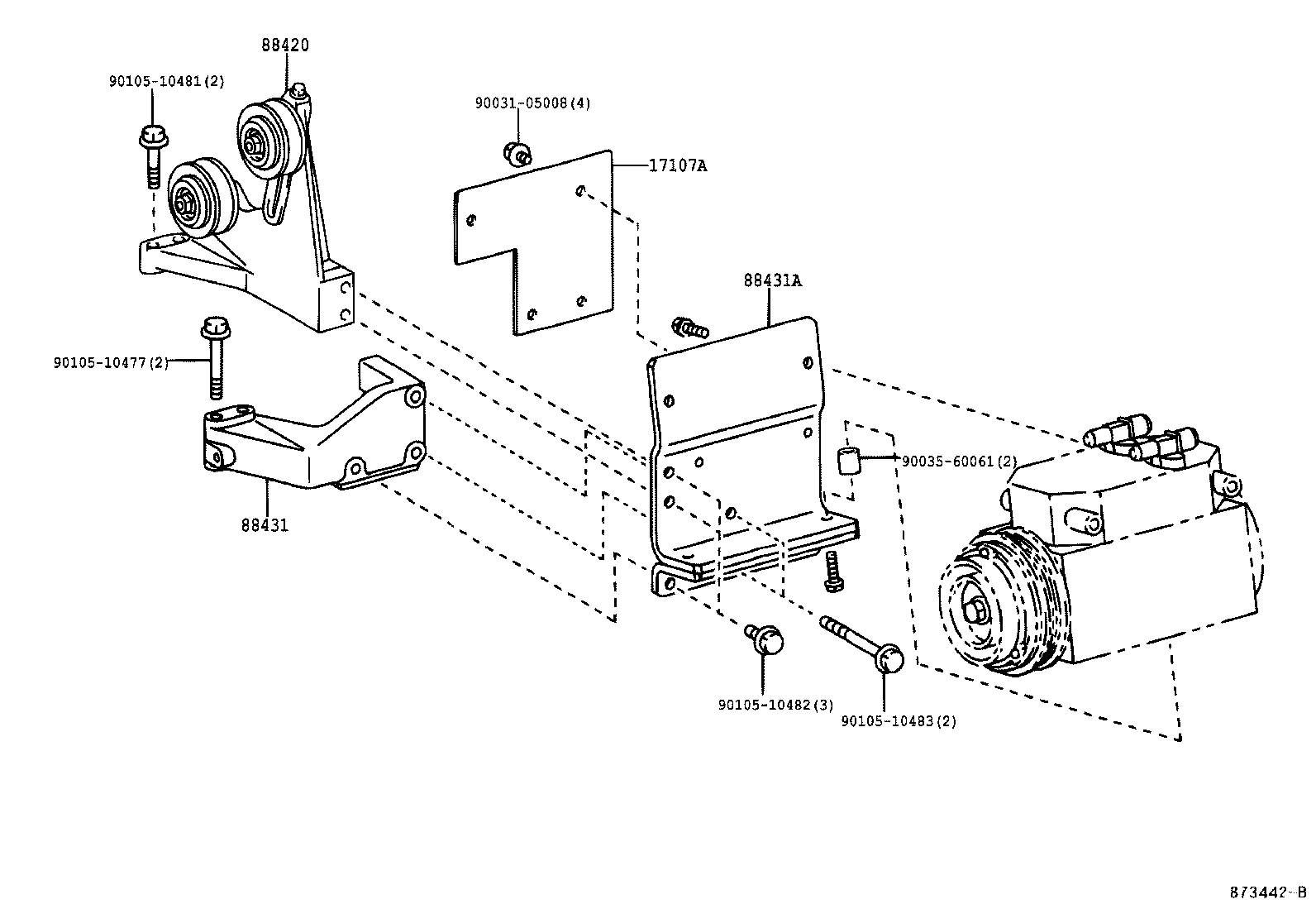 88444-37100 BRACKET, IDLE PULLEY product image