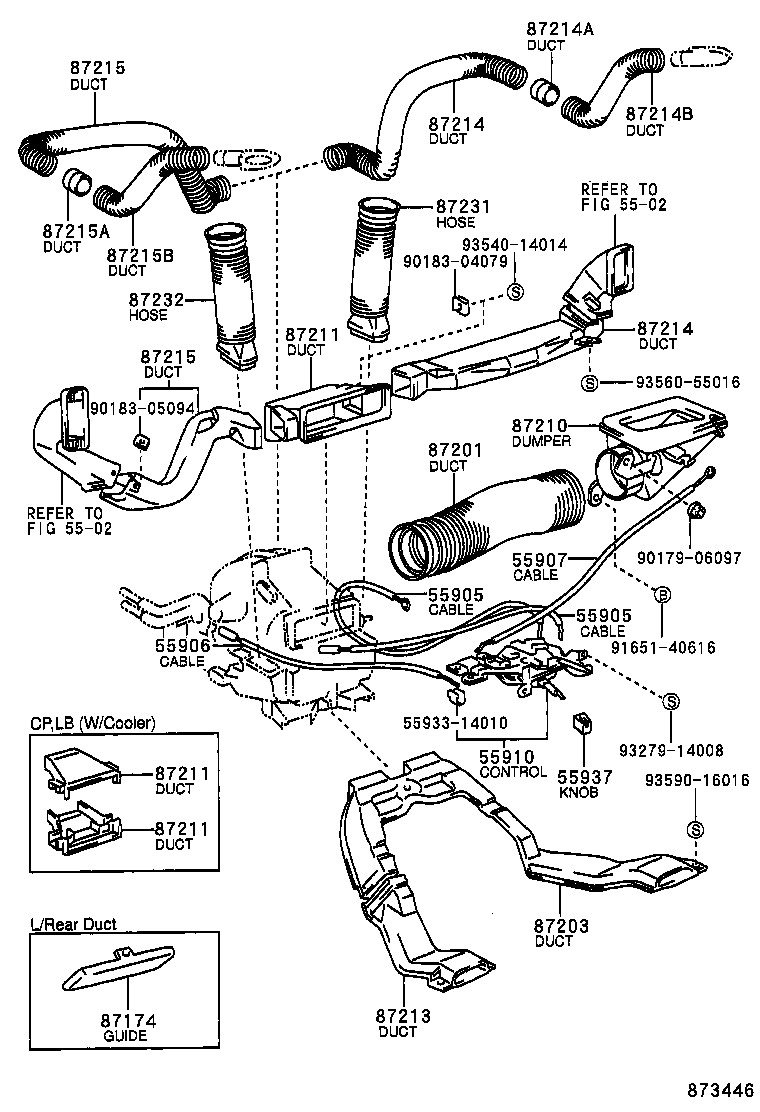 87212-12030 DUCT, AIR, REAR NO.2 product image